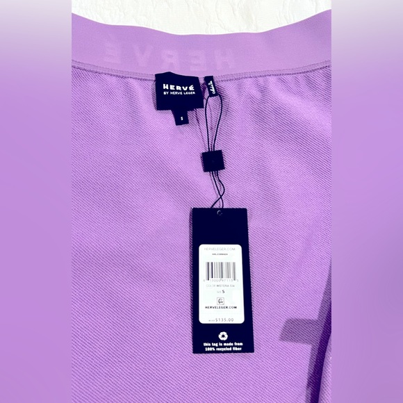 HERVE LEGER  COTTON KNIT LOGO SKIRT IN WISTERIA SIZE S NWT💜 - Picture 10 of 14